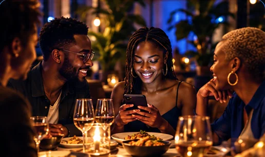 Friends connecting over a shared dining occasion